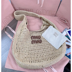 미우미우 5BC116 우븐 패브릭 호보백