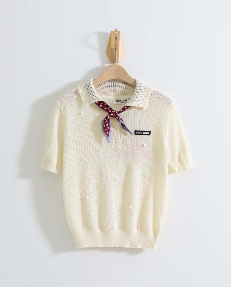 미우미우 도트 스카프 포인트 카라 니트 (국내배송)