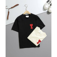 아미 자수로고 빅하트 라운드 티셔츠 남녀공용 2컬러 (국내배송)