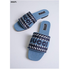 구찌 데님 스크립트 슬라이드 샌들 (국내배송)