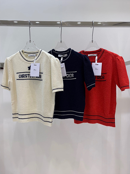 ✨타임세일✨ 디올 니트 반팔 네이비 사이즈:38