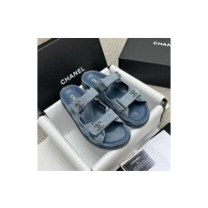 샤넬 데님 벨크로 뮬