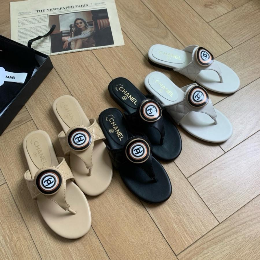 샤넬 가죽 쪼리 샌들 (3가지 컬러)