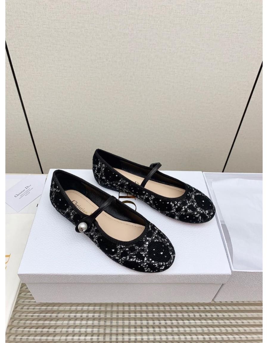 디올 트위드 플랫슈즈