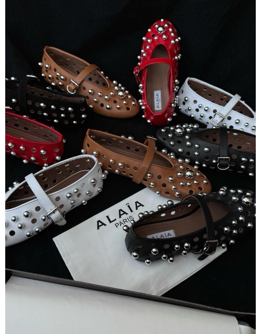 알라이아 스터드 펀칭 메리제인 플랫 (4가지 컬러)