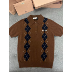 미우미우 캐시미어 폴로 반팔 니트