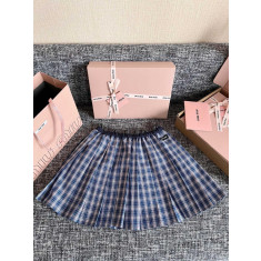 미우미우 플리츠 체크 미니 스커트