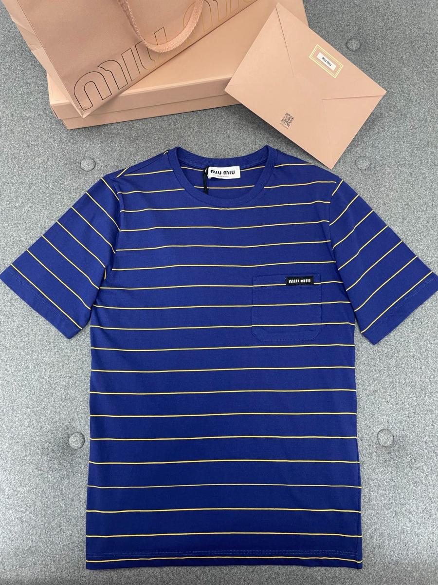 미우미우 스트라이프 반팔 티셔츠