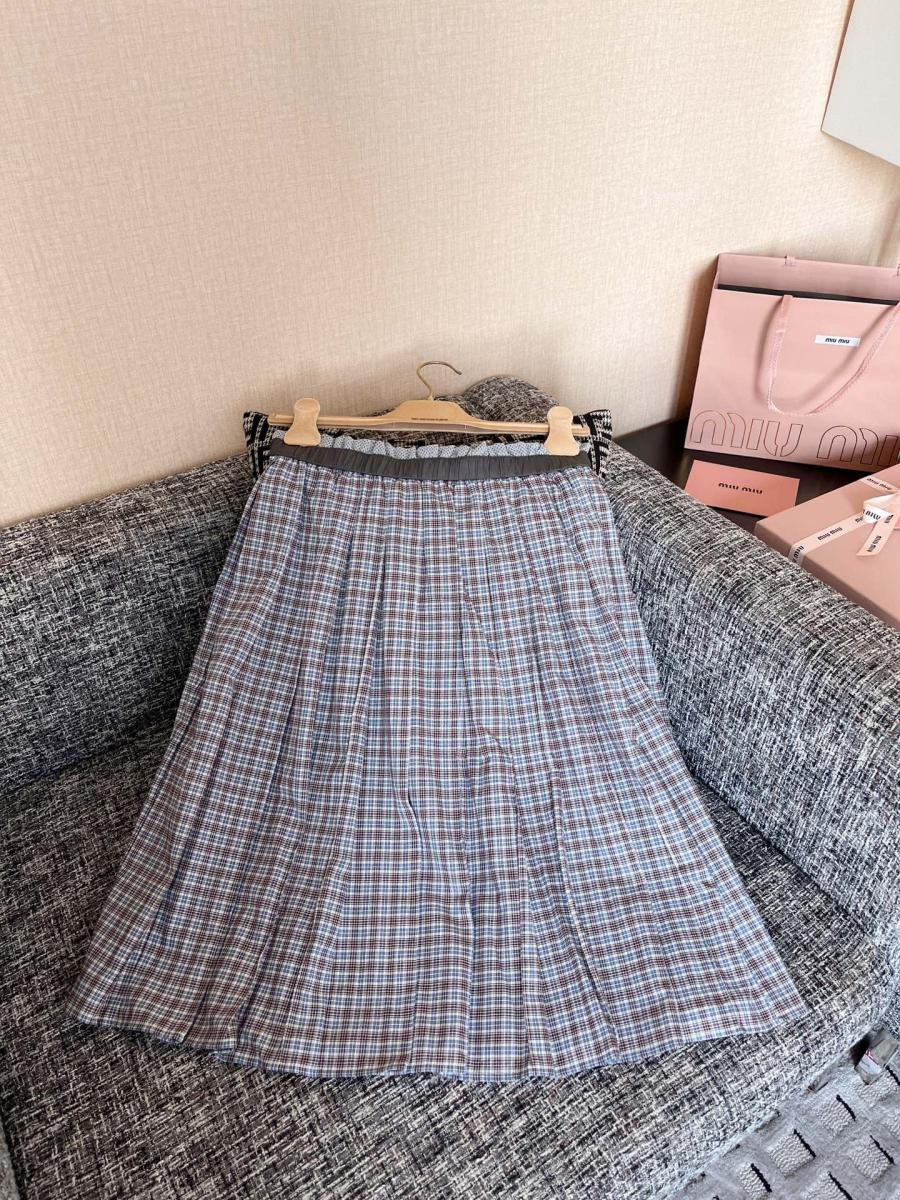 미우미우 플리츠 체크 스커트