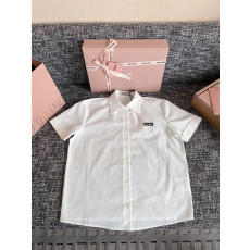 미우미우 슬러브 포플린 반팔 셔츠