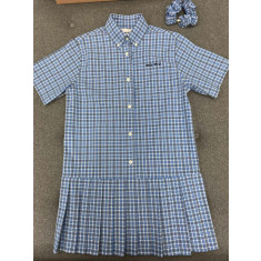 미우미우 플리츠 체크 포플린 원피스