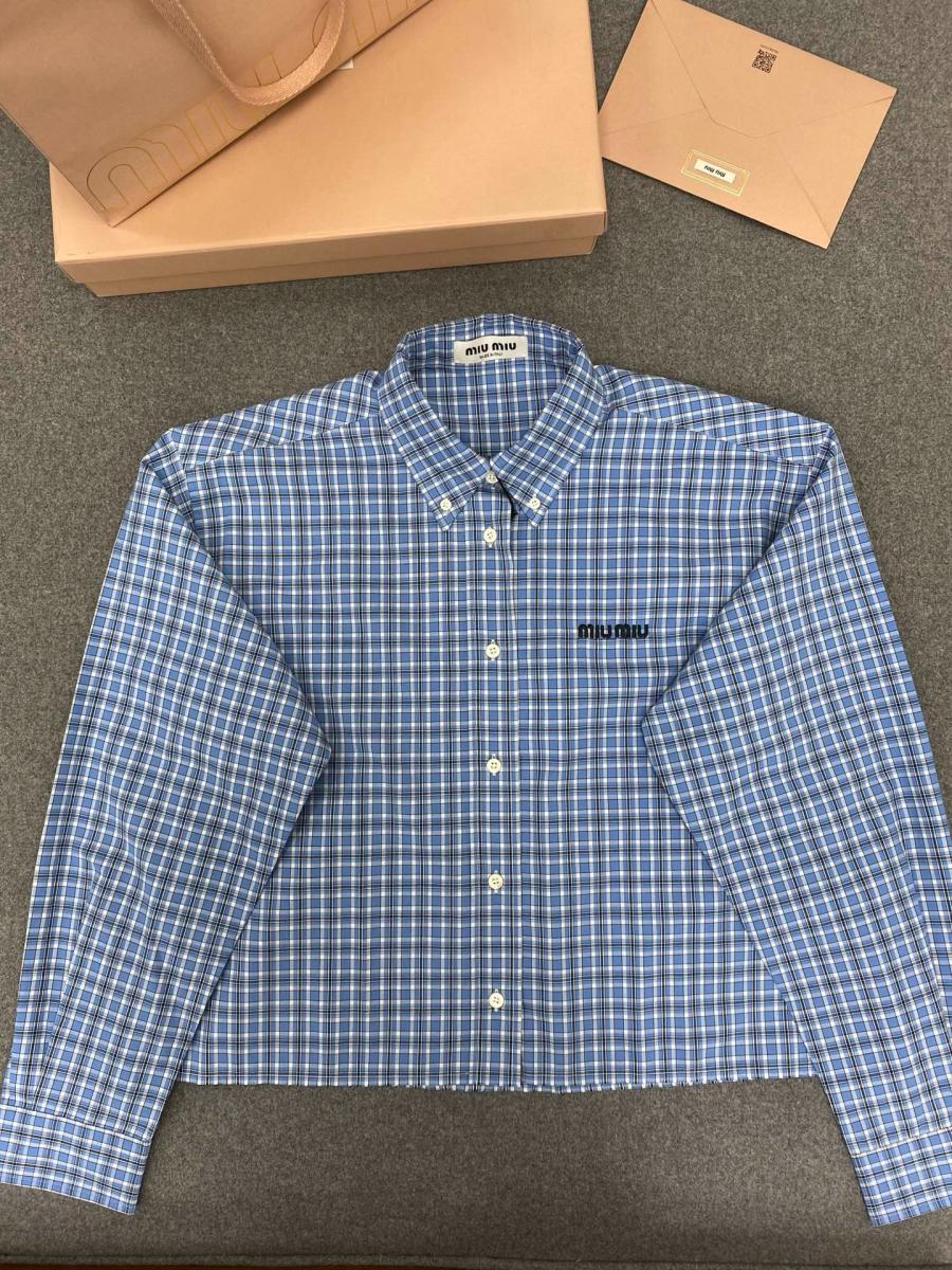 미우미우 체크 포플린 셔츠