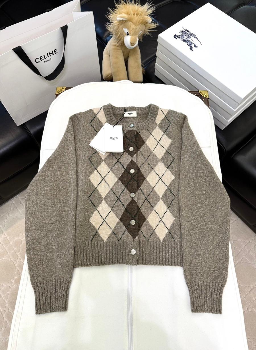 셀린느 아가일 알파카 가디건