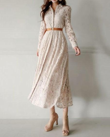 막스마라 레이스 벨트 원피스 (국내배송)