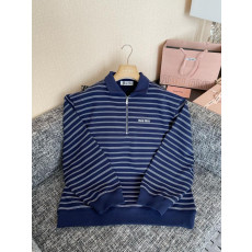 미우미우 스트라이프 지퍼 폴로 맨투맨