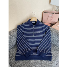 미우미우 스트라이프 지퍼 폴로 맨투맨