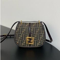 펜디 커몬 F더블로고 자카드 패브릭 플랩 크로스백