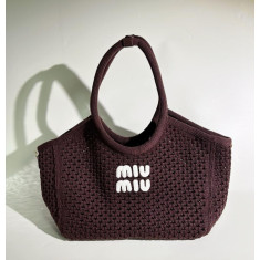 미우미우 25FW 5BG281 카바스 아이비 크로셰 토트 쇼핑 숄더백