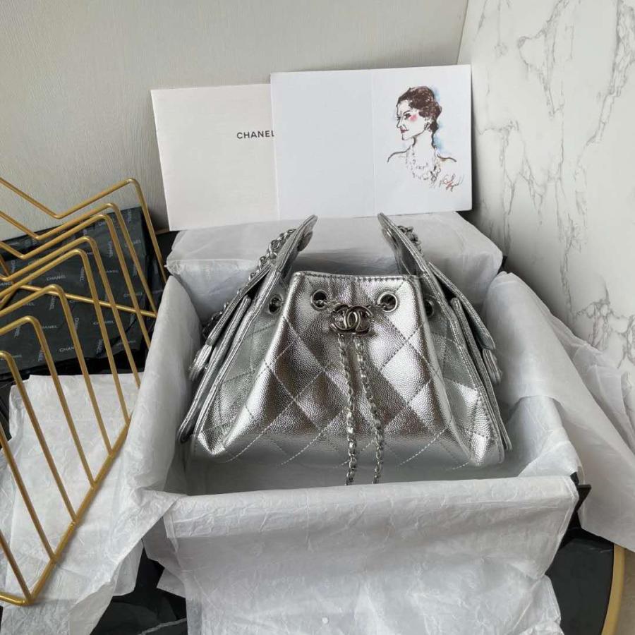 샤넬 25백 캐비어 실버 미니