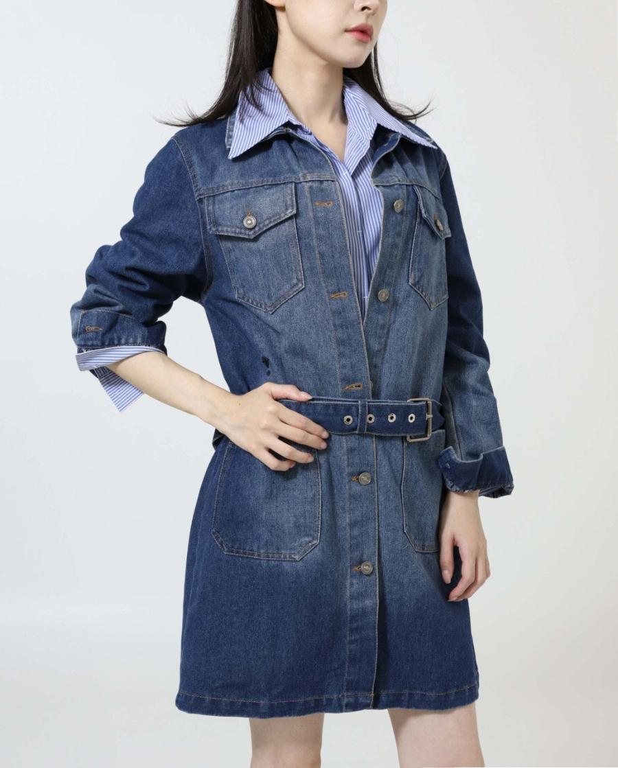 디올 블루스톤 워싱 롱벨트 원피스 자켓 (국내배송)