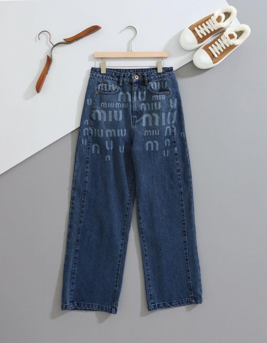 미우미우 레터링 데님 팬츠 (국내배송)