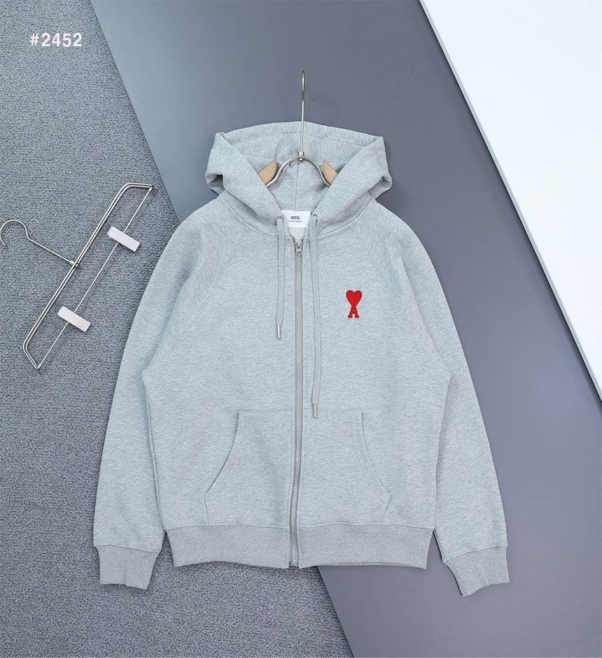 아미 스몰하트 로고 라글란 후드집업 남녀공용 (국내배송)