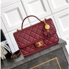 샤넬 25B AS3653 CC로고 탑핸들 플랩 클로버 백참 체인숄더백