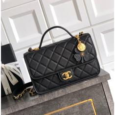 샤넬 25B AS3653 CC로고 탑핸들 플랩 클로버 백참 체인숄더백