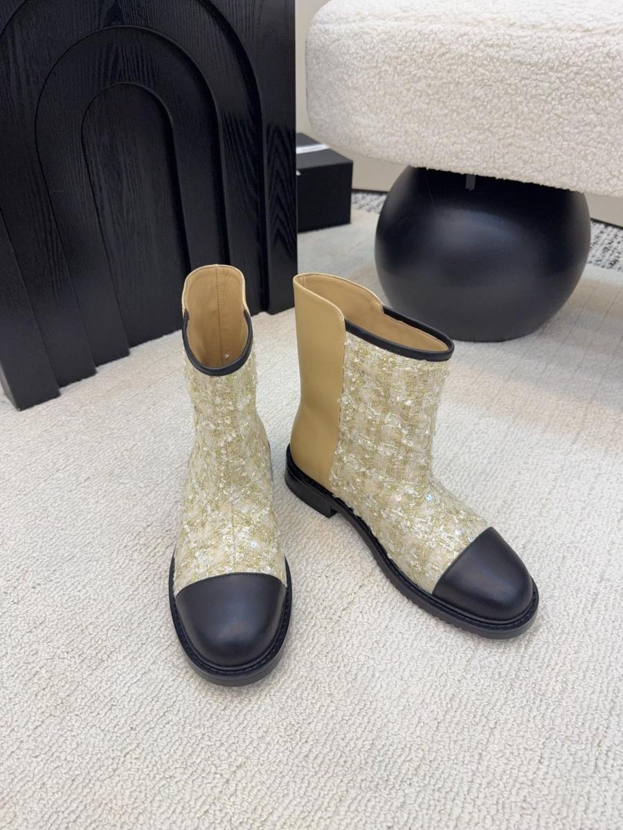 샤넬 시퀸 가죽 부츠