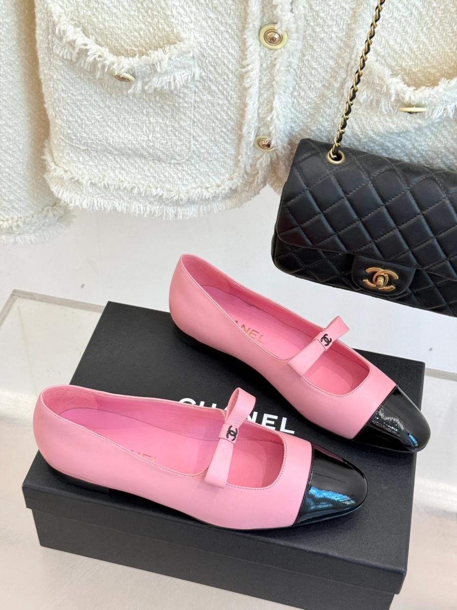 샤넬 25A 리본 투톤 플랫슈즈