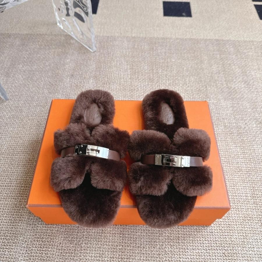에르메스 Giulia 퍼 슬리퍼