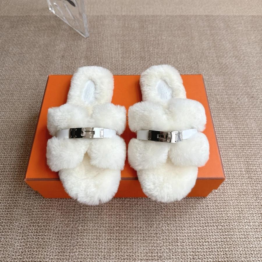 에르메스 Giulia 퍼 슬리퍼