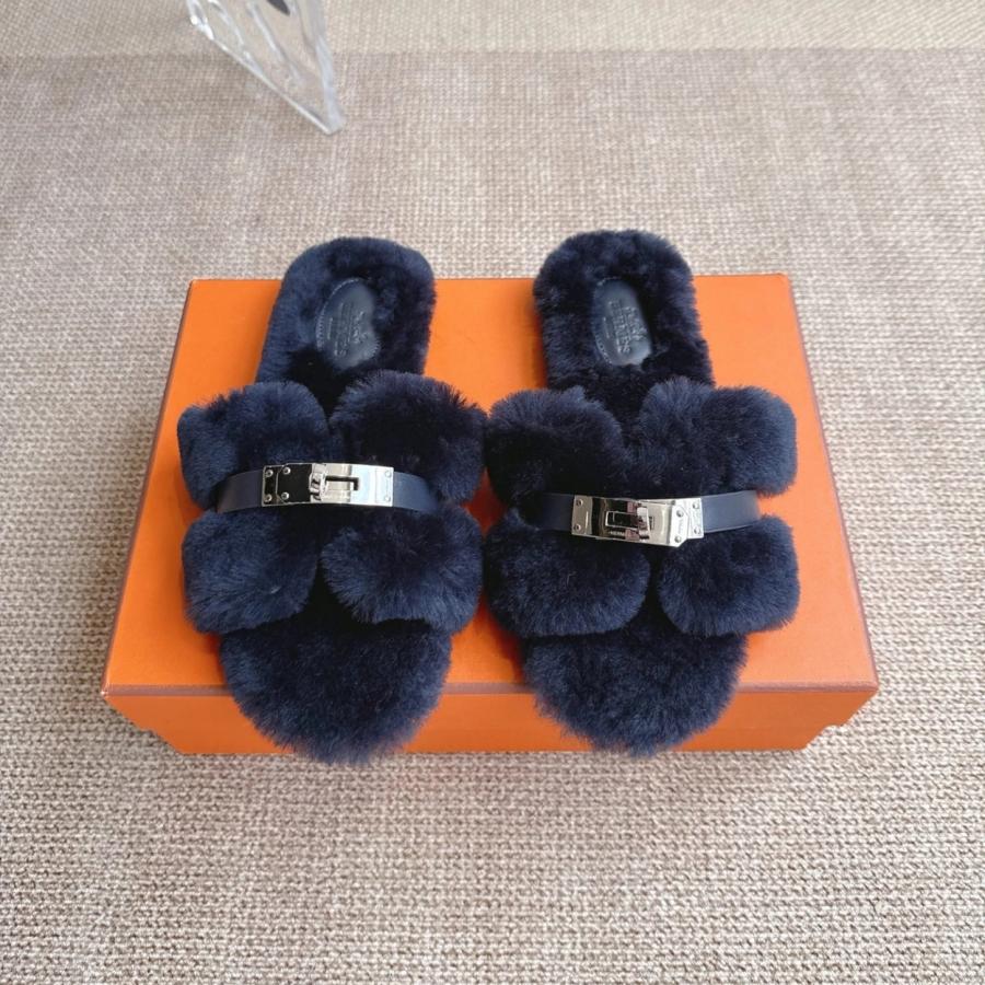 에르메스 Giulia 퍼 슬리퍼