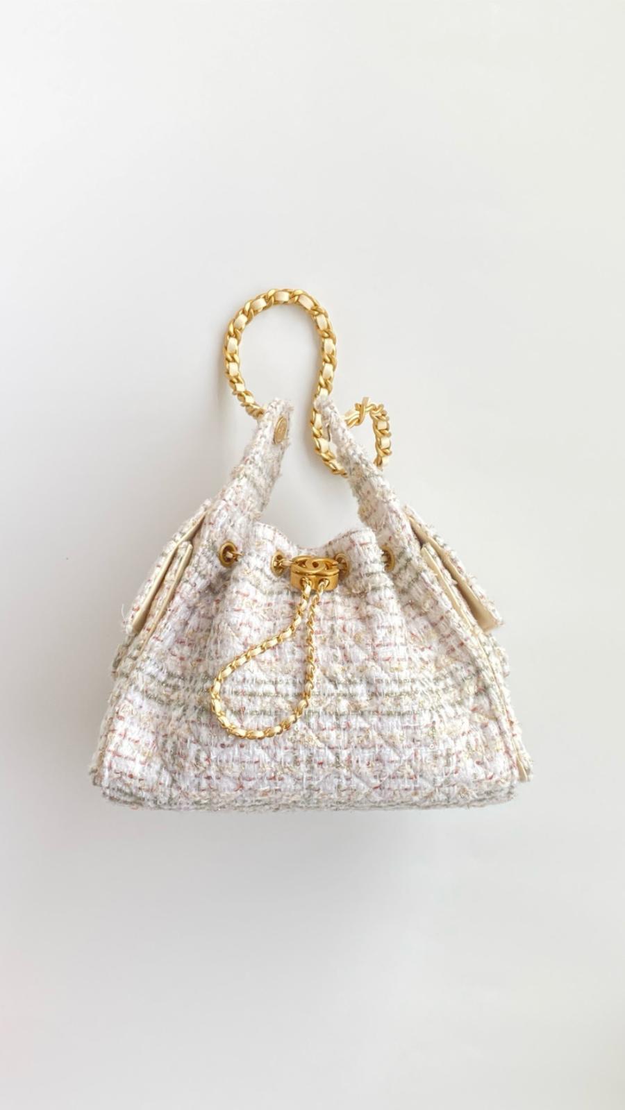 [팬더샵] 샤넬 25백 트위드 에크루 스몰, 미듐