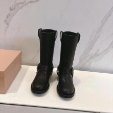미우미우 2025 가죽 부츠 블랙