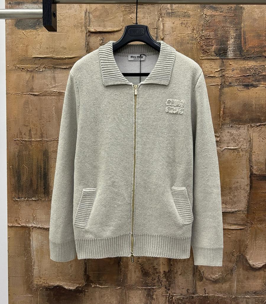 미우미우 셰틀랜드 울 지퍼 가디건