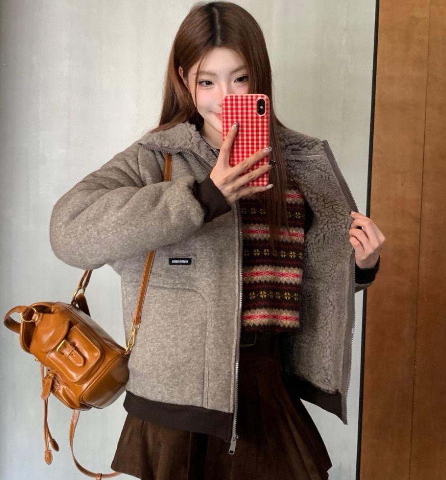 미우미우 워드로브 플리스 집업 블루종 자켓