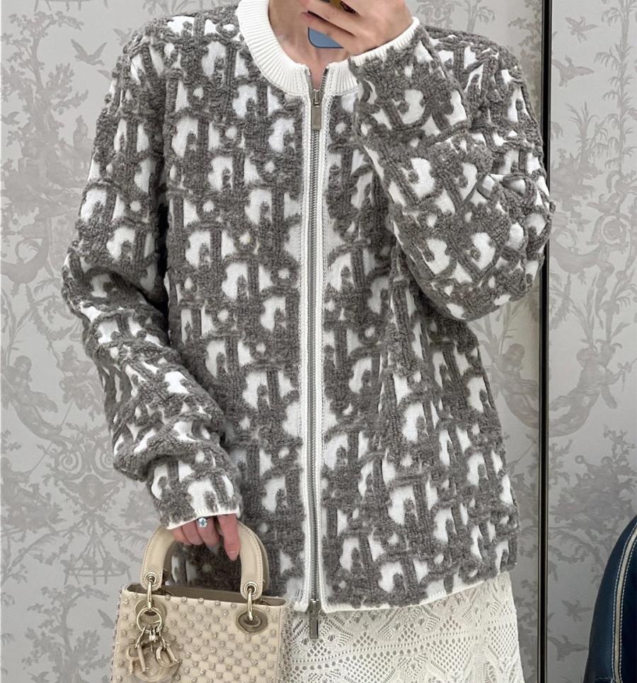 디올 오블리크 자카드 가디건