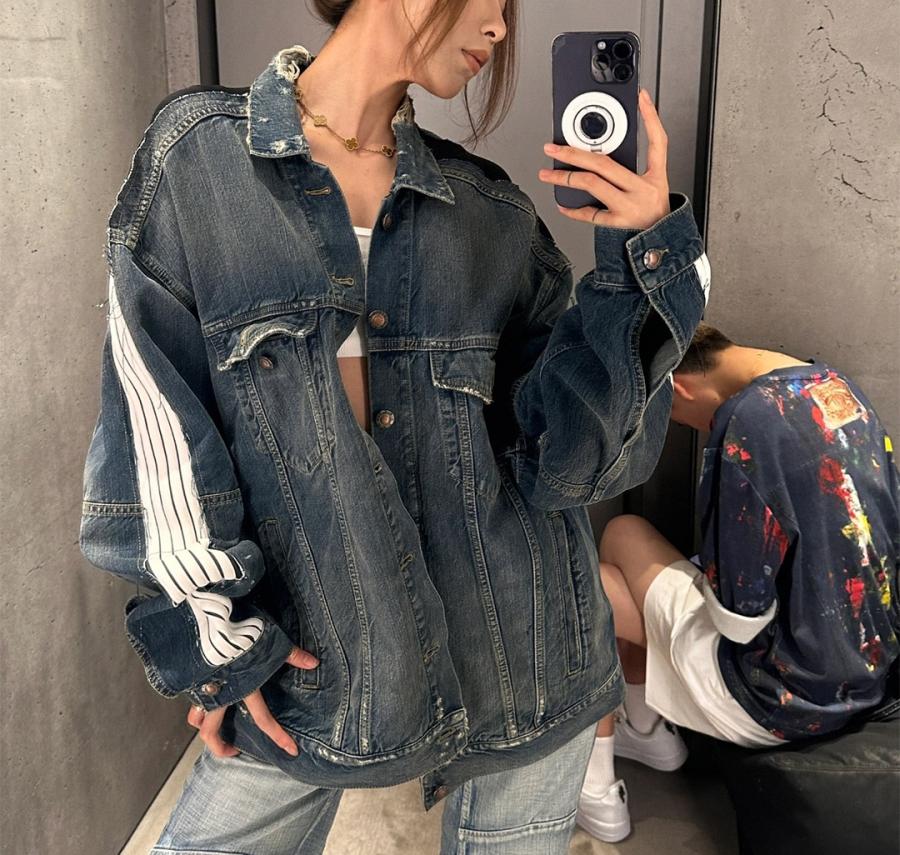 발렌시아가 컷업 트랙수트 데님 자켓 남녀공용