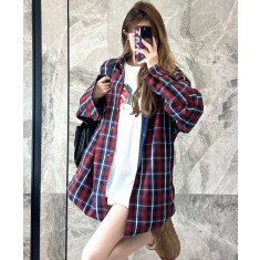 발렌시아가 라인드 롱슬리브 체크셔츠 남녀공용