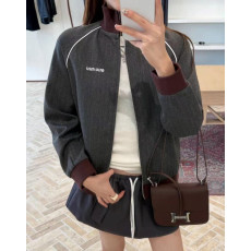 미우미우 우먼 그레이 핀스트라이프 블루종 자켓 & 스커트