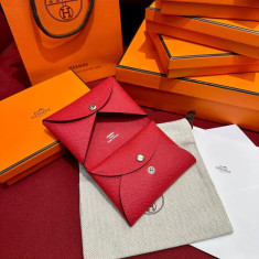 에르메스 칼비 듀오 카드지갑 - 루즈 까삭