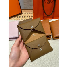 에르메스 칼비 듀오 카드지갑 - 비스킷