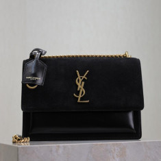 생로랑 스웨이드 선셋백 미듐