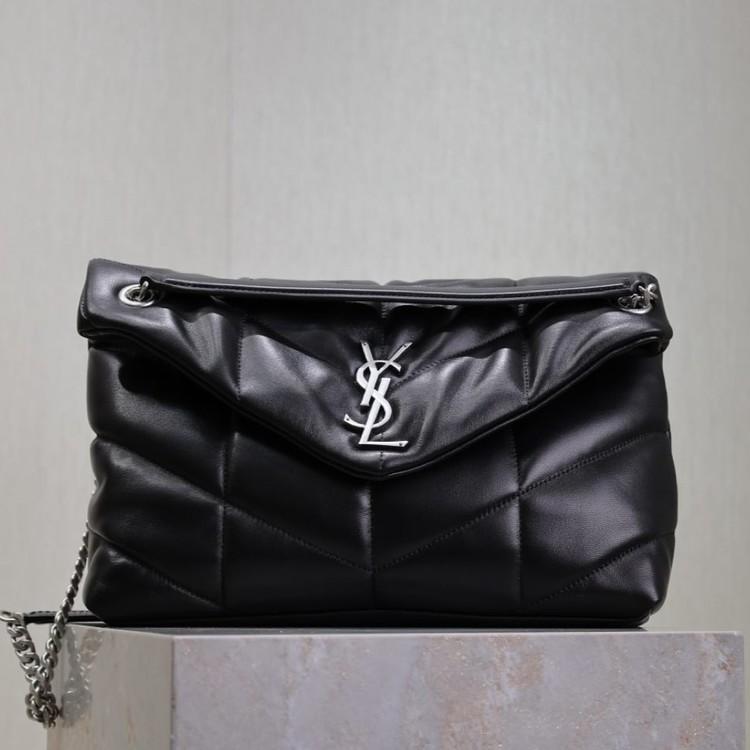 생로랑 루루 푸퍼 숄더백 은장 미니, 스몰, 미듐