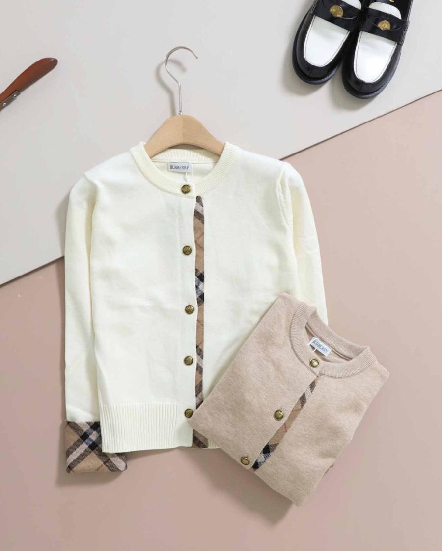 버버리 체크 소매 포인트 라운드 가디건 2컬러 (국내배송)