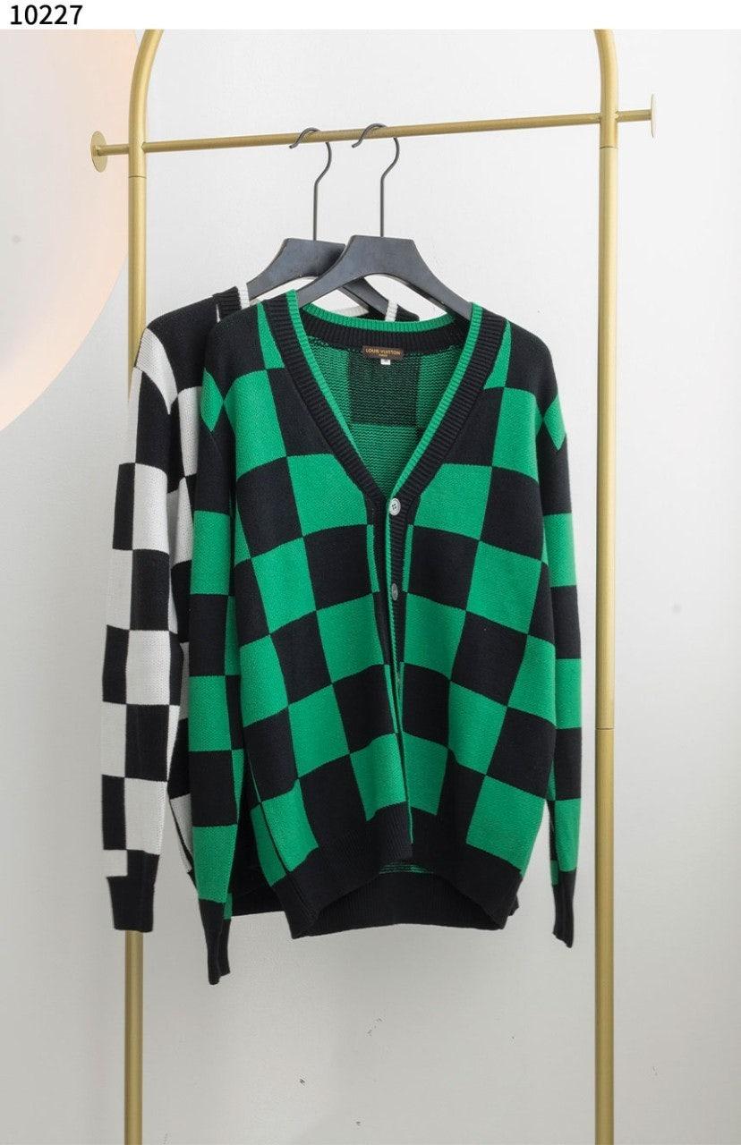 루이비통 체커보드 패턴 브이 니트 가디건 2컬러 남녀공용 (국내배송)
