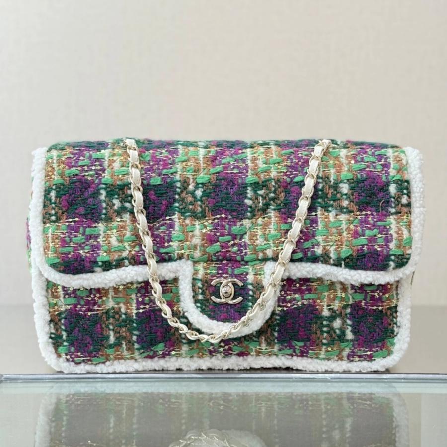 샤넬 26C 코코네쥬 트위드 플랩백 라지 AS5686