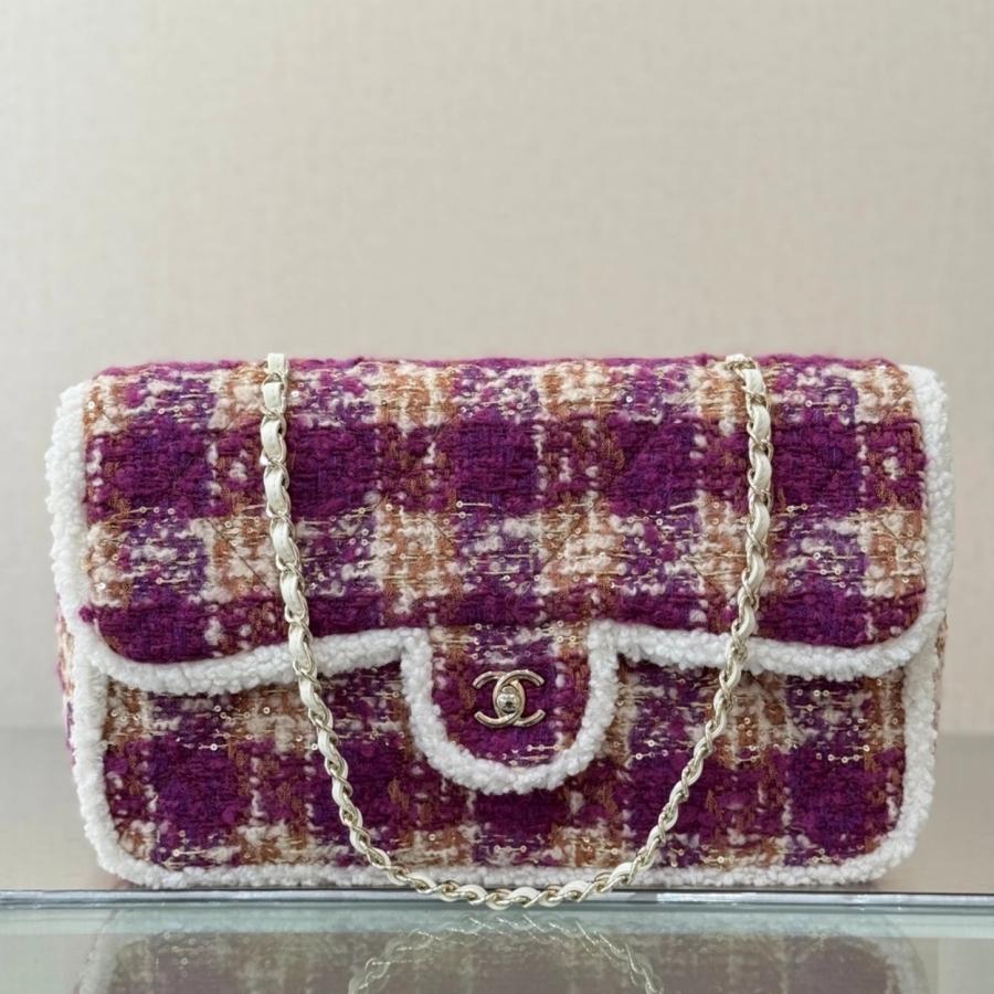 샤넬 26C 코코네쥬 트위드 플랩백 라지 AS5686