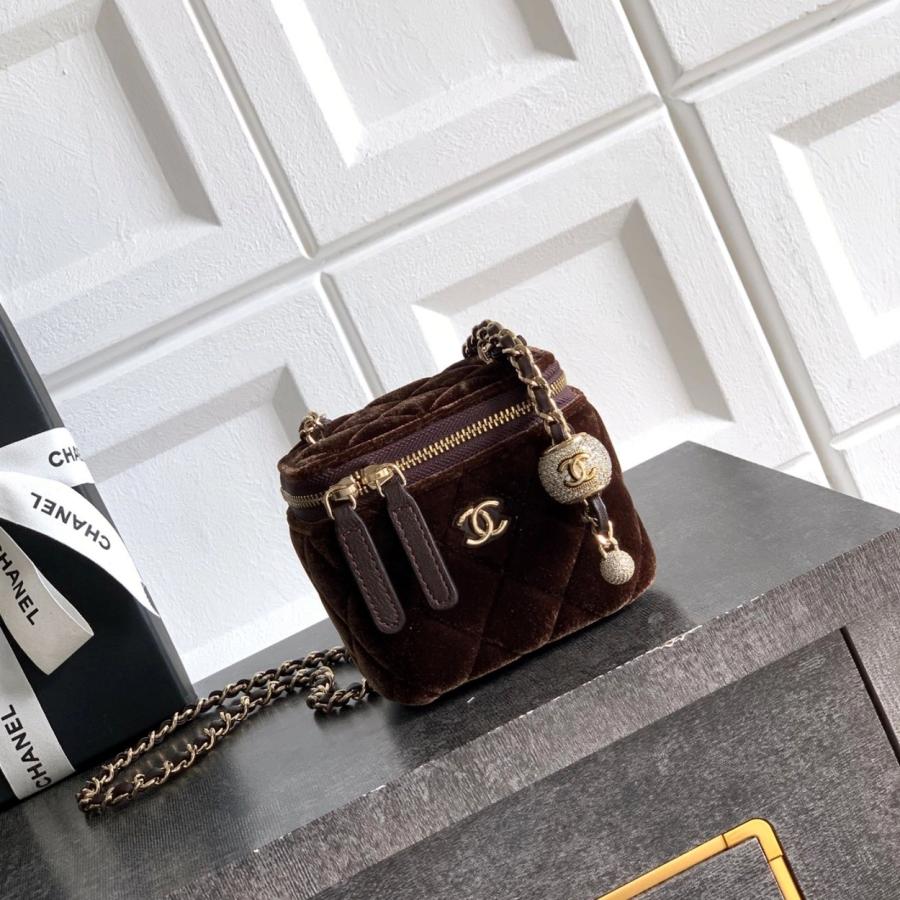 샤넬 25B 크리스탈볼 벨벳 베니티 미니 AS1447